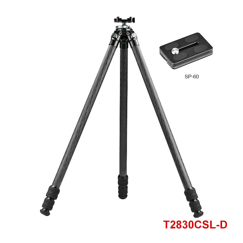 T2830CSL Series 65'' Carbon Fiber Tripod for Hunting with 30mm Inverted Ball Head,3-Sections