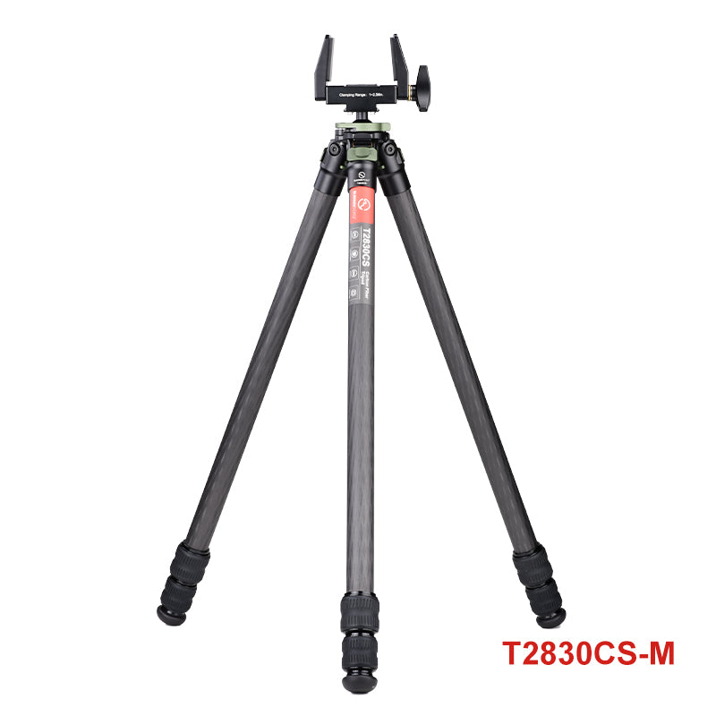 T2830CS Carbon Fiber Tripod for Hunting with Inverted Ball Head，Arca-Swiss Picatinny Rail Adapter Clamp,load 44lbs(20kg)