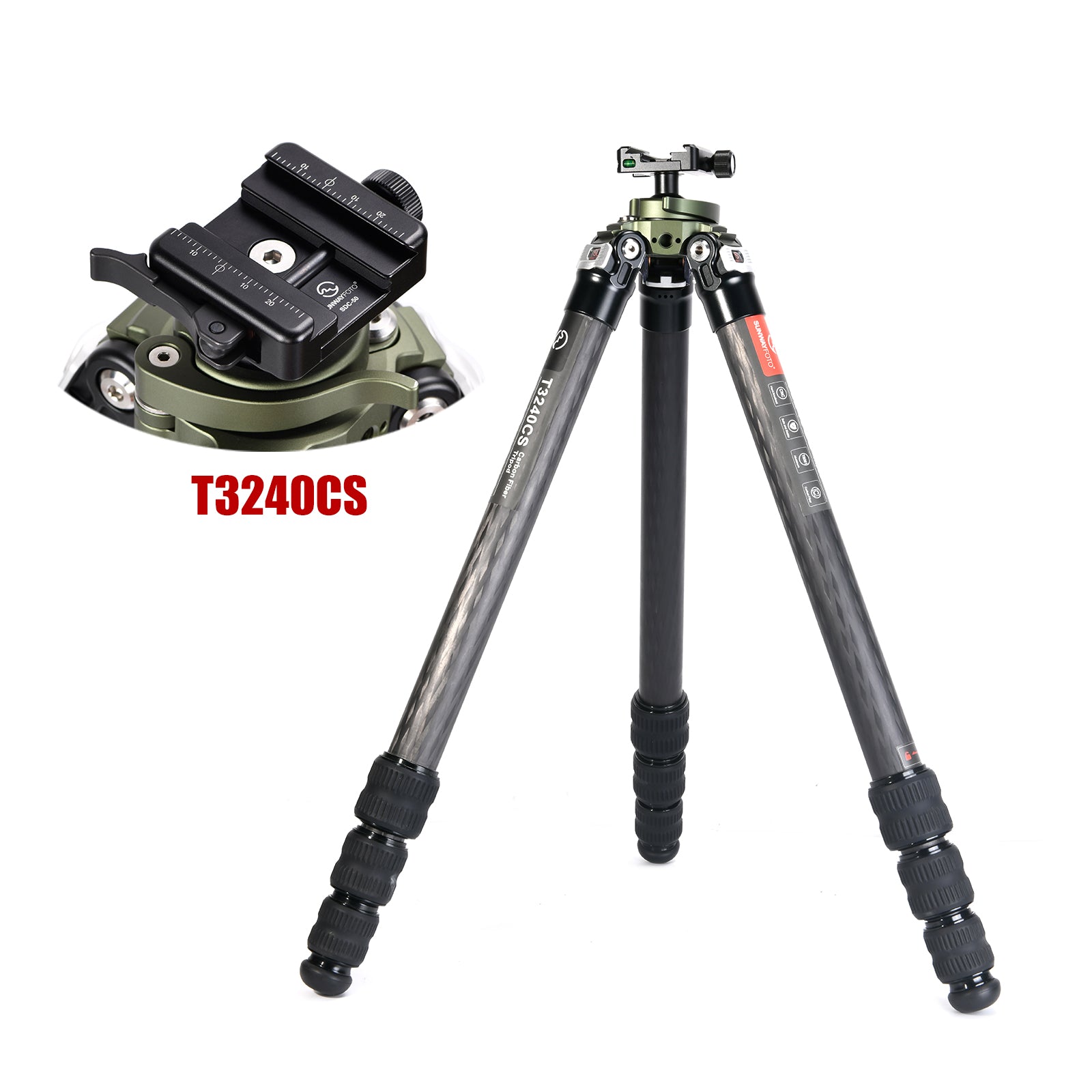 T3240CS Hunting Tripod for Shooting Rifle Stand Carbon Fiber