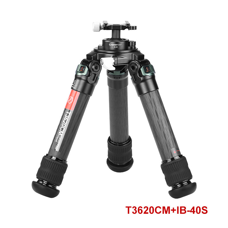 T3620CM 36mm,2 Sections,Short Heavy Duty Carbon Fiber Tripod for Video Photography and Rifle,load 88lb(40kg)