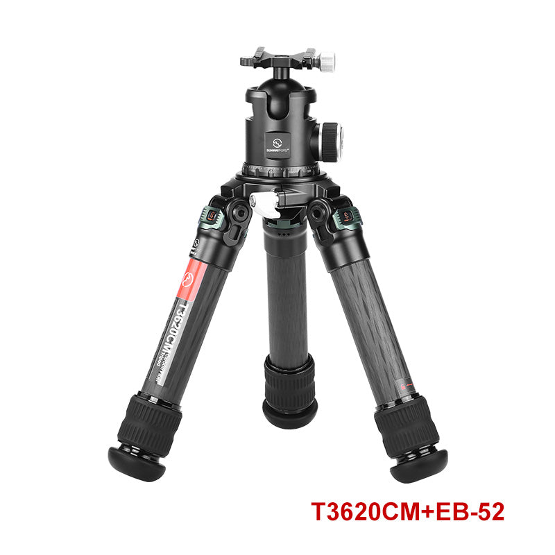 T3620CM 36mm,2 Sections,Short Heavy Duty Carbon Fiber Tripod for Video Photography and Rifle,load 88lb(40kg)