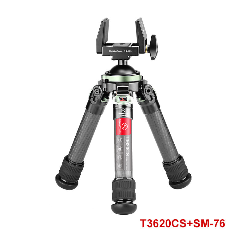 SUNWAYFOTO T3620CS Carbon Fiber Tripod for Rifle,with Heavy Duty Construction,360°Ball Head,Arca-Swiss Plate for Hunting, Shooting, Glassing and Outdoors, load 40kg(88lbs)