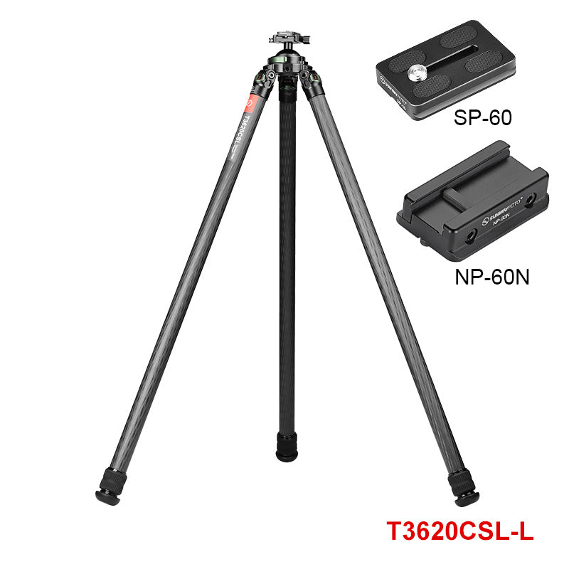 SUNWAYFOTO T3620CSL, 68” Tall Carbon Fiber Tripod with 65mm Hunting Ballhead for Rifle, 36mm Tubes Two Section