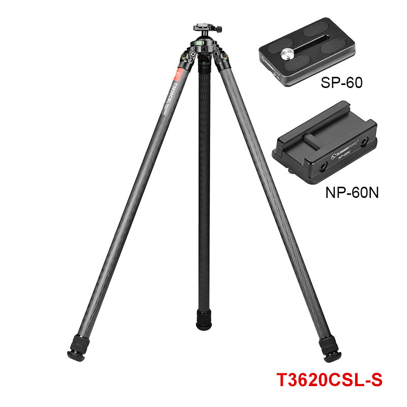 SUNWAYFOTO T3620CSL, 68” Tall Carbon Fiber Tripod with 65mm Hunting Ballhead for Rifle, 36mm Tubes Two Section