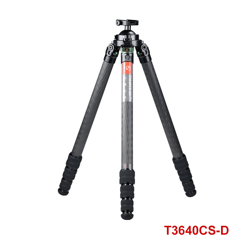T3640CS-D Hunting Tripod for Shooting Rifle Stand Carbon Fiber,36mm,4 Sections,load 66lbs(30kgs),with Arca-Swiss Picatinny Adapter Clamp