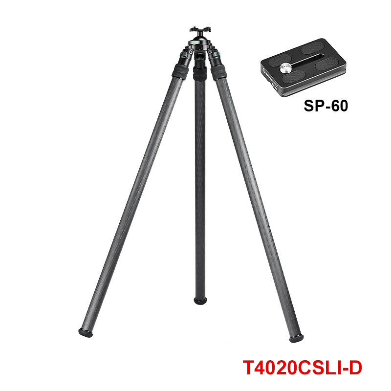 SUNWAYFOTO T4020CSLI, 70” Tall Inverted Leg Series Carbon Fiber Tripod with 65mm Arca Ballhead, 40mm Tubes Two Section