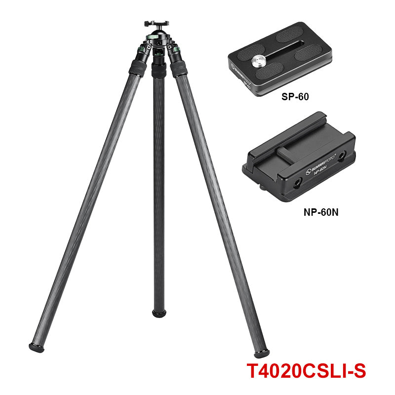 SUNWAYFOTO T4020CSLI, 70” Tall Inverted Leg Series Carbon Fiber Tripod with 65mm Arca Ballhead, 40mm Tubes Two Section