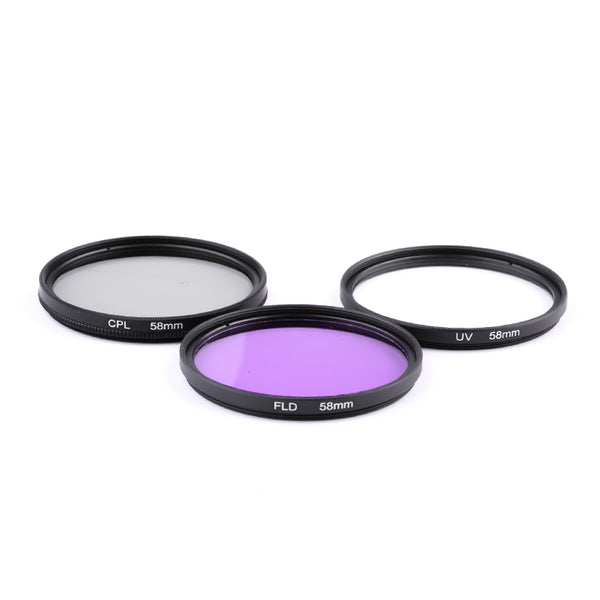 52mm DSLR Camera Filters Kit, UV protection filter+ CPL polarizing filter+ FLD fluorescent filter (3pcs a pack)