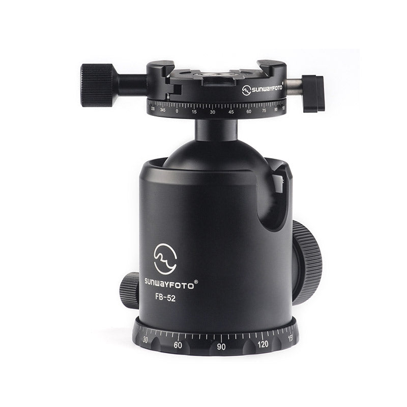 FB-52DDHI 52mm Tripod Ball Head Mount Arca Swiss Quick Release Plate with 360°Panoramic Panning Clamp,RRS Compatible,44lb/20kg Max Load