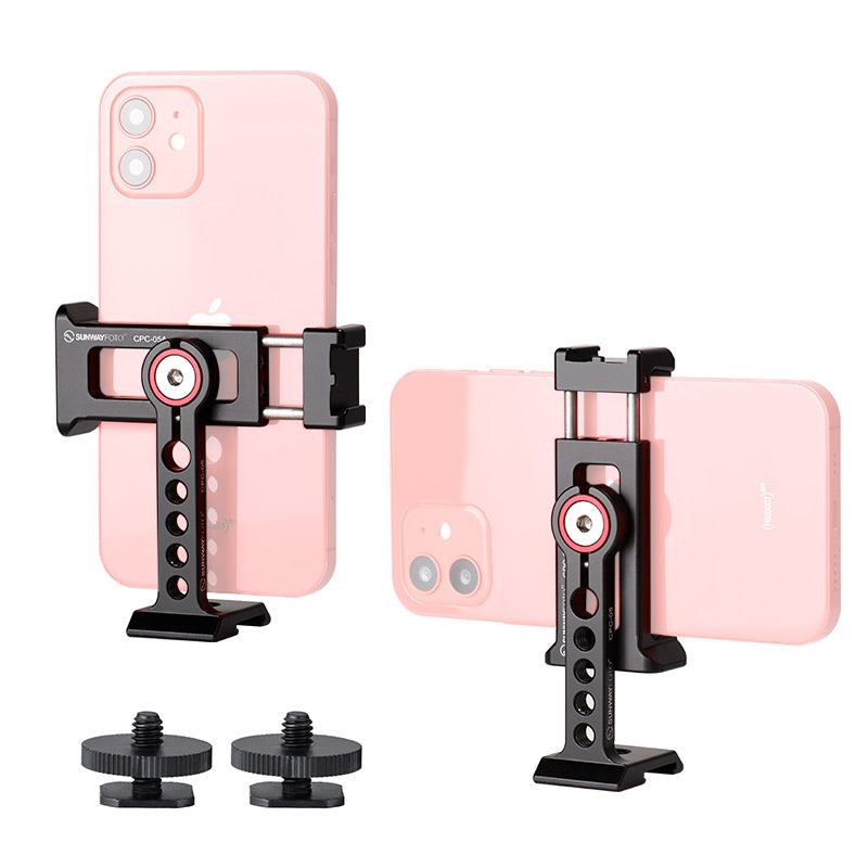 CPC-05T Phone Clamp Tridpod Stand Smartphone Clamp Adapter with Cold Shoe Mount 1/4 Thread Aluminium