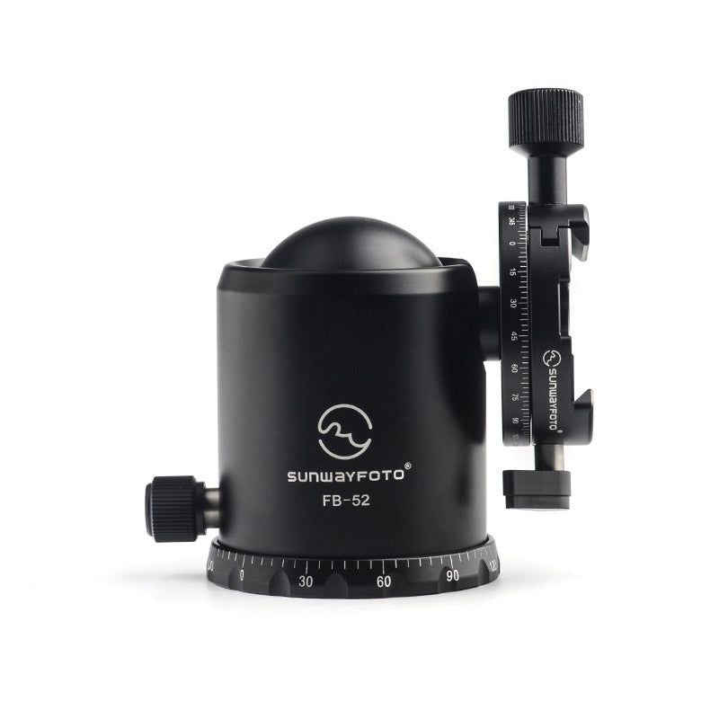 FB-52DDHI 52mm Tripod Ball Head Mount Arca Swiss Quick Release Plate with 360°Panoramic Panning Clamp,RRS Compatible,44lb/20kg Max Load