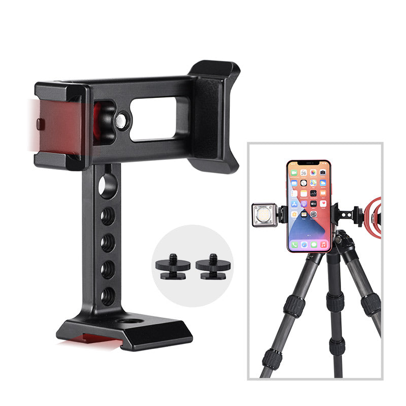CPC-05T Phone Clamp Tridpod Stand Smartphone Clamp Adapter with Cold Shoe Mount 1/4 Thread Aluminium