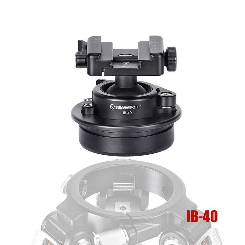 IB-40 Low Profile Inverted Ballhead with Picatinny/Nota Arca Swiss Adapter Clamp for Rifle Tripod