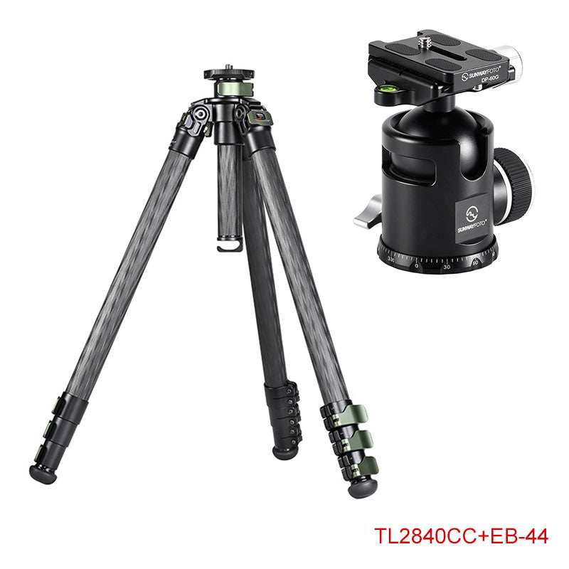 TL2840CC Carbon Fiber Tripod with Lever Locks for DSLR Cameras, 4-Sections, Load 35lb(16kg)