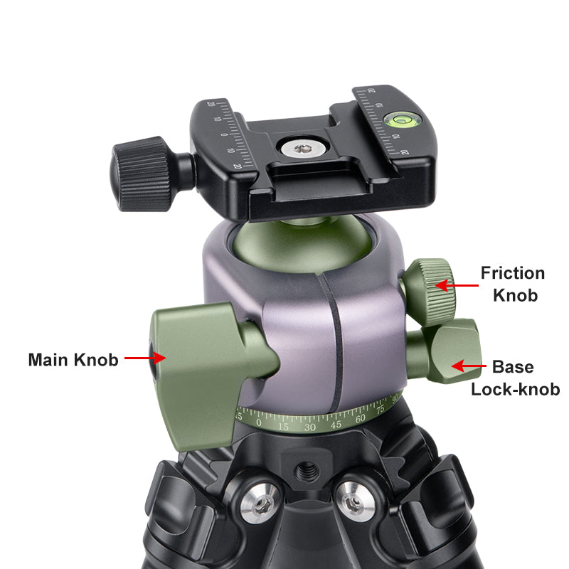 TH-40S 40mm Tripod Head  Low Profile Ball Head Mount with Arca Swiss Clamp and QR Quick Release Plate for DSRL Camera,Load 44lb(20kg)